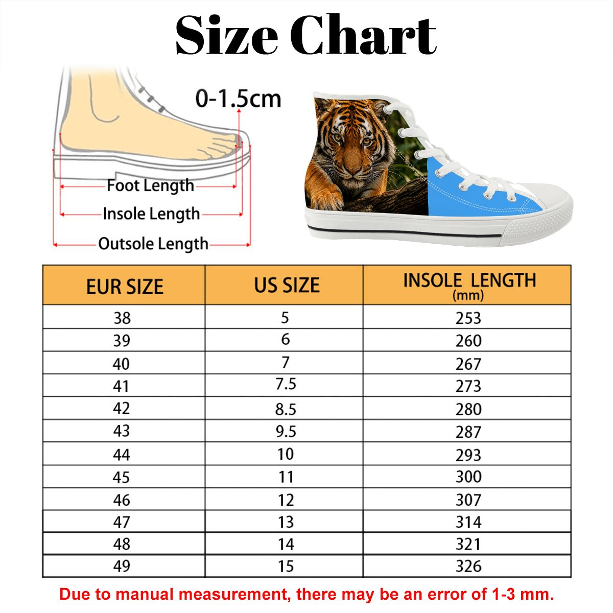 Men's High Top Canvas Shoes Tigers
