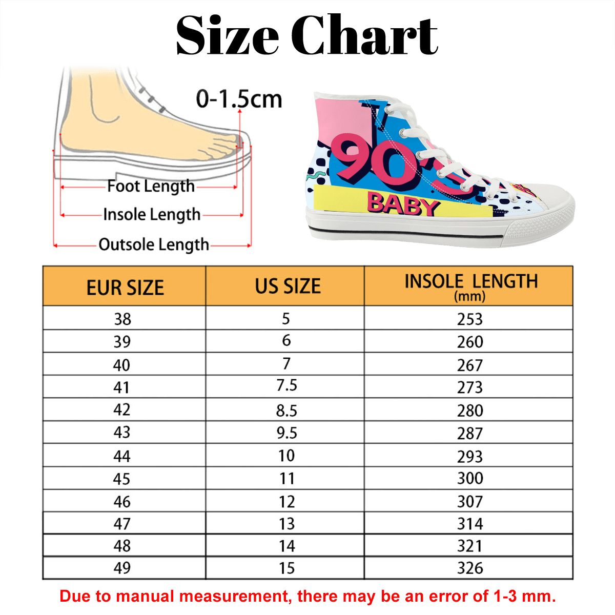 Men's High Top Canvas Shoes  90's baby