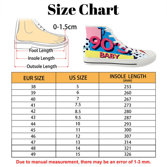 Men's High Top Canvas Shoes  90's baby
