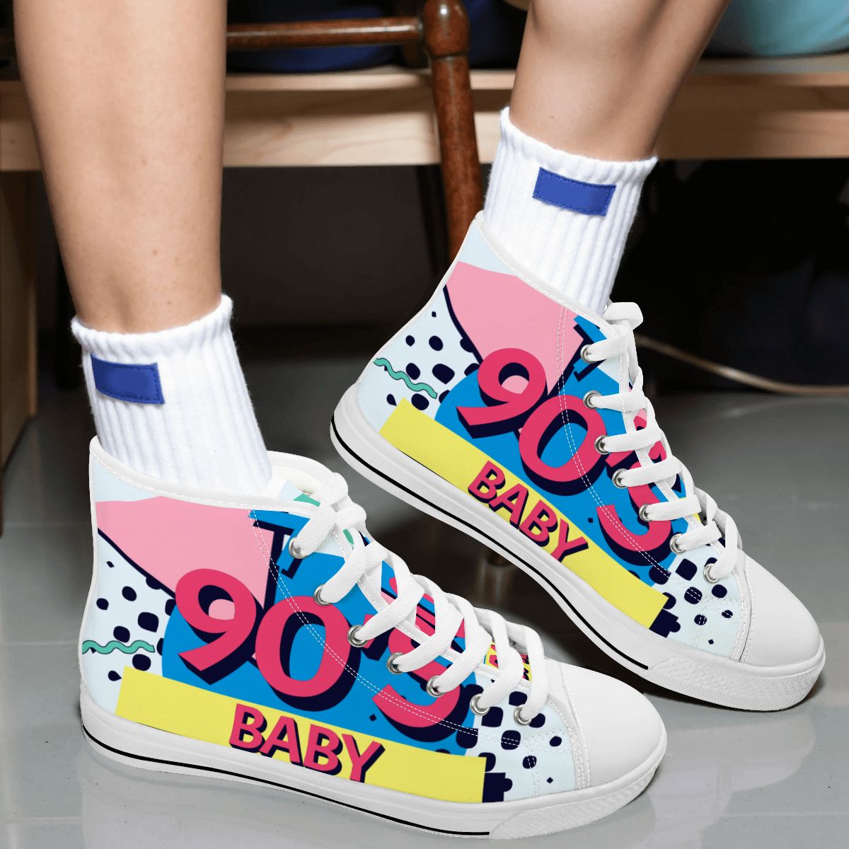 Men's High Top Canvas Shoes  90's baby
