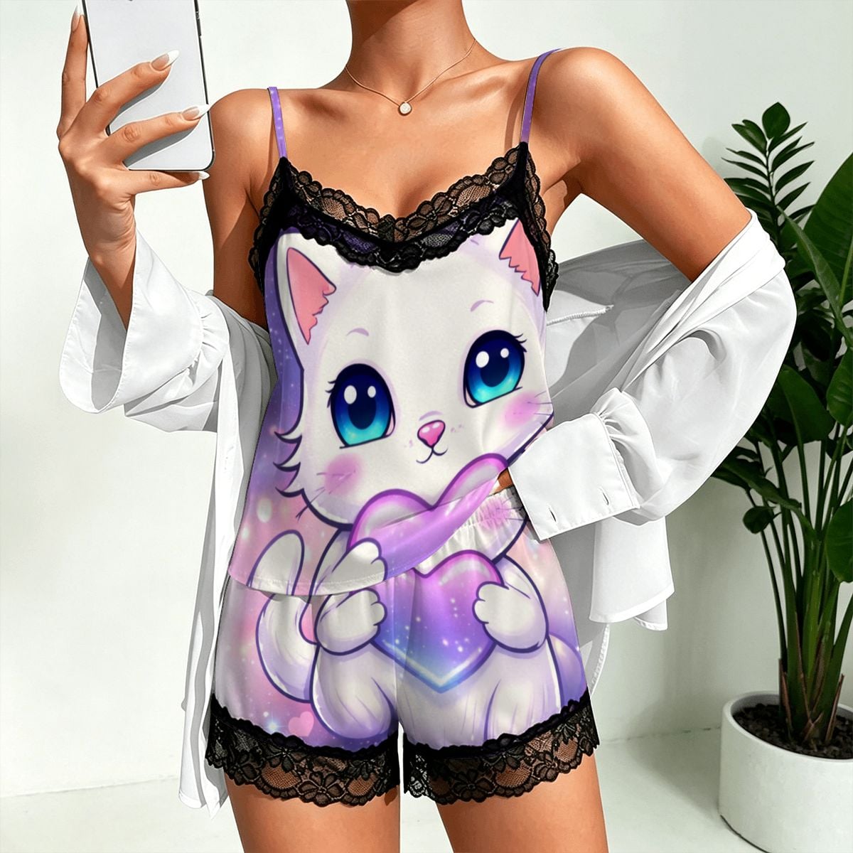 Women Cami Lace Pajama Set